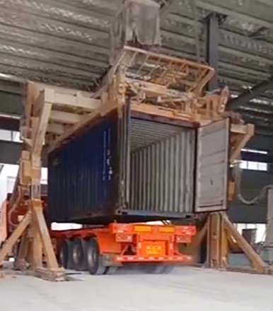 Container tilter waiting for loading at factory